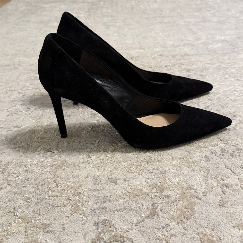 Massimo Dutti Black Suede Pointed-Toe Pumps - Women's - Picture 12 of 12
